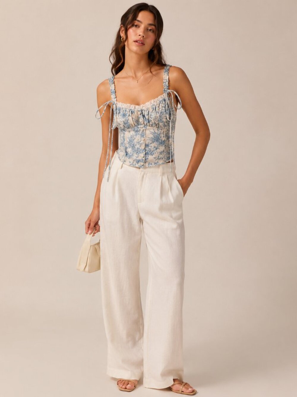 Commense Blue Floral Corset Camisole
